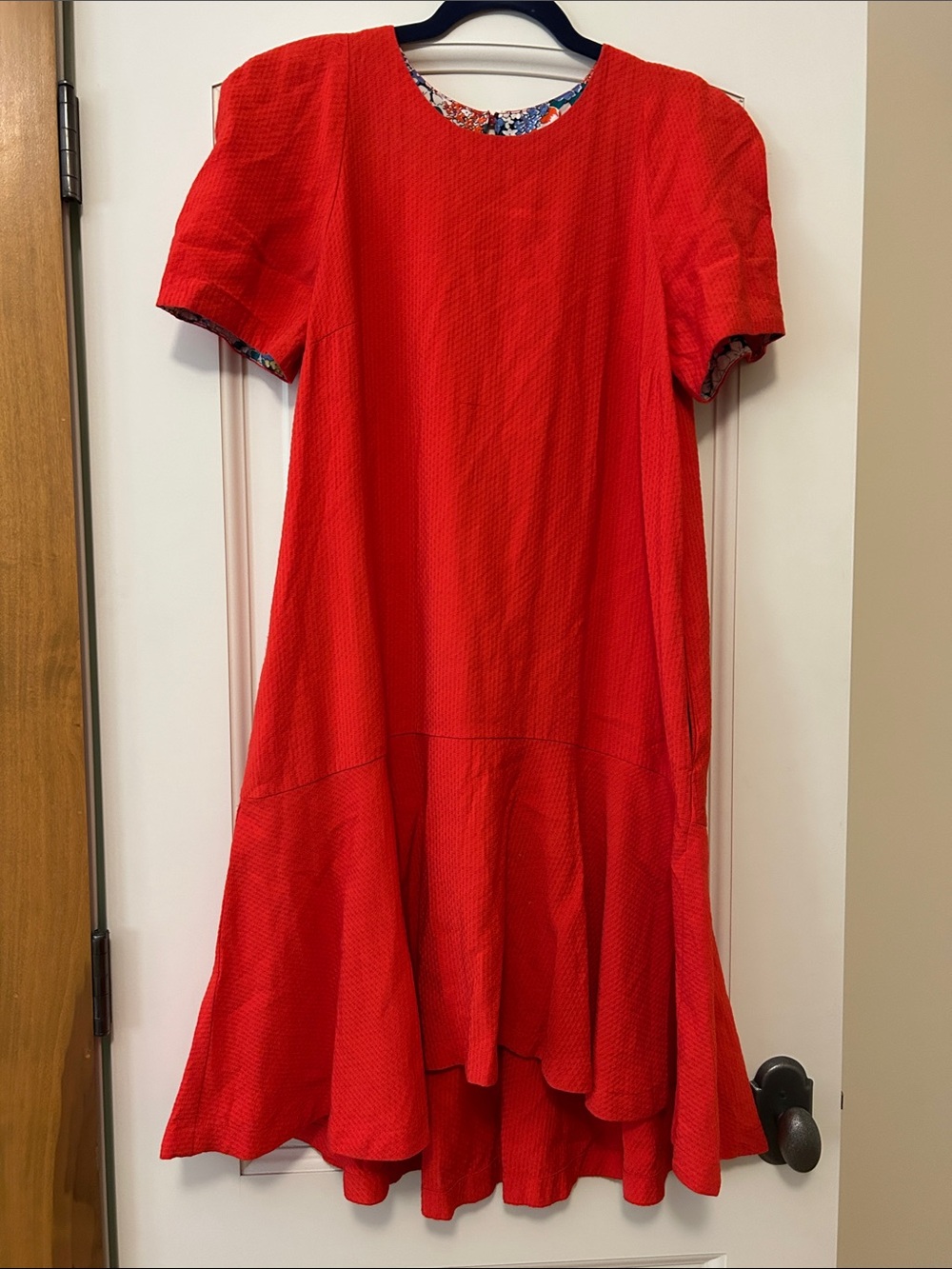 Anthropologie Maeve Coral-Red Textured Dress